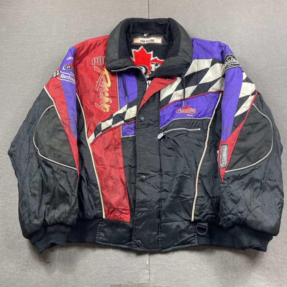 Vintage Choko Design Jacket‎ Mens XL Pro Racing Colorblock Fleece Lined Riding